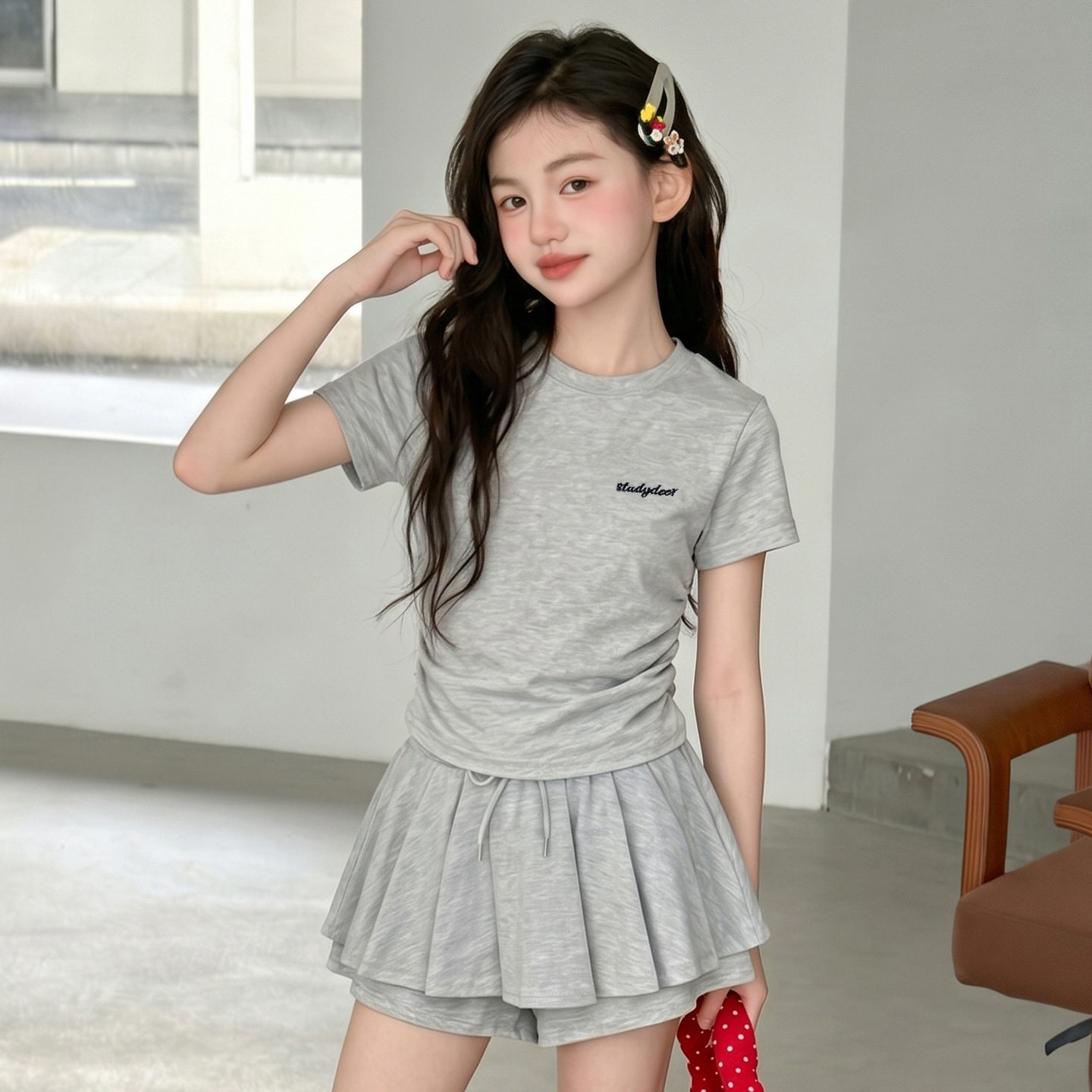 女童夏装薄款短袖裙裤套装2026女大童新款洋气韩系风运动装两件套