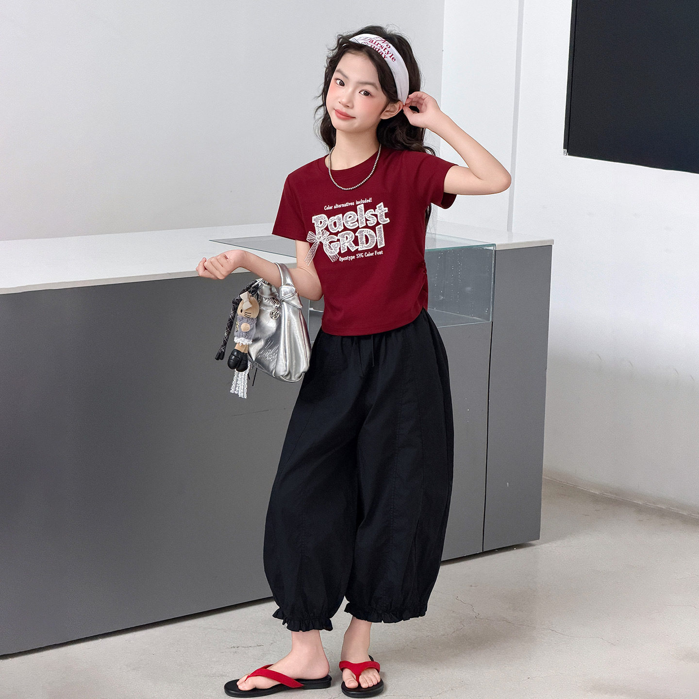 女童夏季短袖T恤阔腿裤套装2026新款中大童装洋气时髦休闲两件套