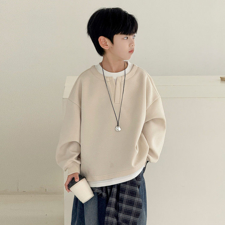 儿童装男童卫衣春秋款2026新款春装中大童男孩时髦痞帅春季上衣潮