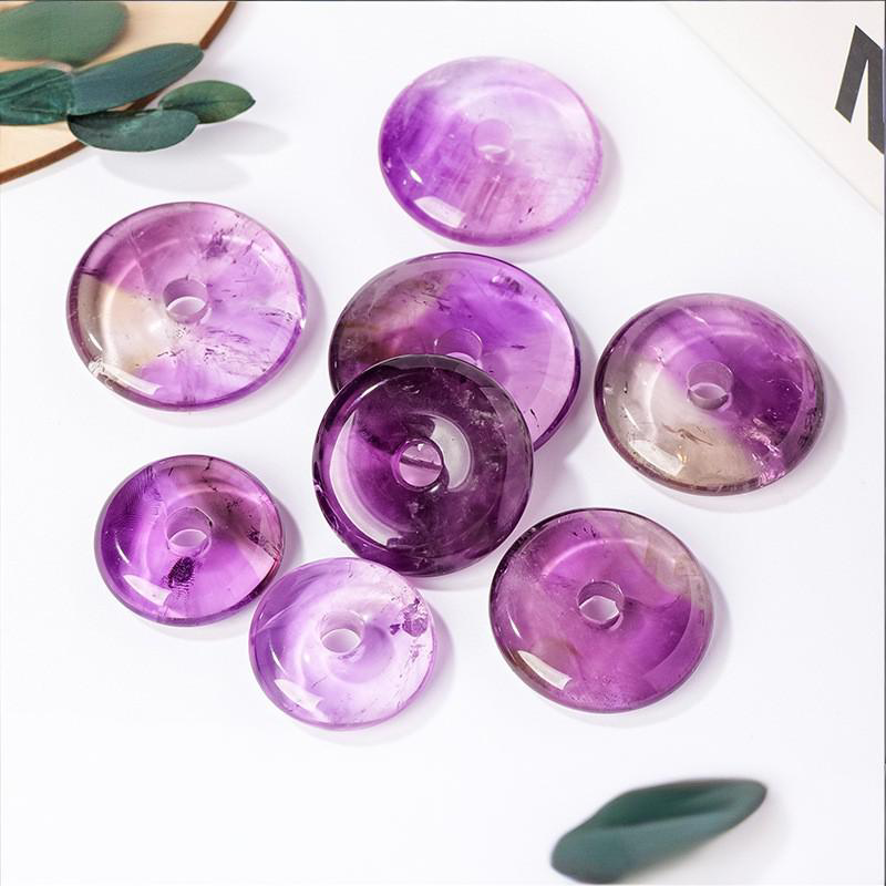 东海水晶厂天然水晶紫水晶平安扣diy水晶吊坠水晶饰品项链半成品