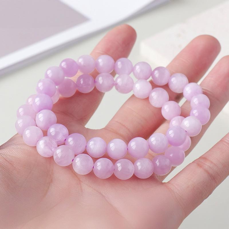 东海天然水晶紫锂辉手链 紫色锂辉石单圈圆珠手串diy水晶饰品配件