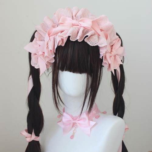 原创手作多色棉质爱心Lolita发带