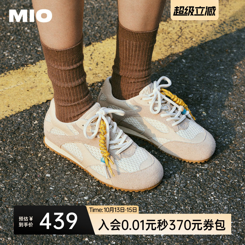 MIO米奥德训鞋春季网面圆头复古阿甘鞋内增高2.5cm时尚透气休闲鞋