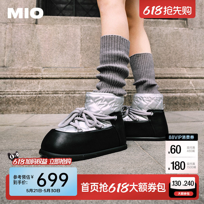 孟佳同款MIO米奥雪地靴冬保暖毛毛圆头加厚松糕设计师厚底短靴女