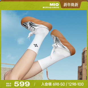 板鞋 懒人一脚蹬面包鞋 厚底5cm银色半拖 外穿运动拖鞋 MIO米奥女鞋