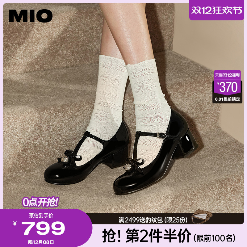 MIO米奥2025春季新款复古芭比玛丽珍鞋甜美T型带优雅日常休闲女鞋