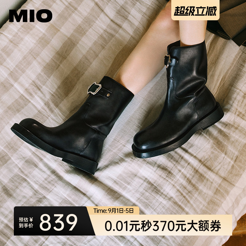 MIO米奥复古厚底骑士靴女图片