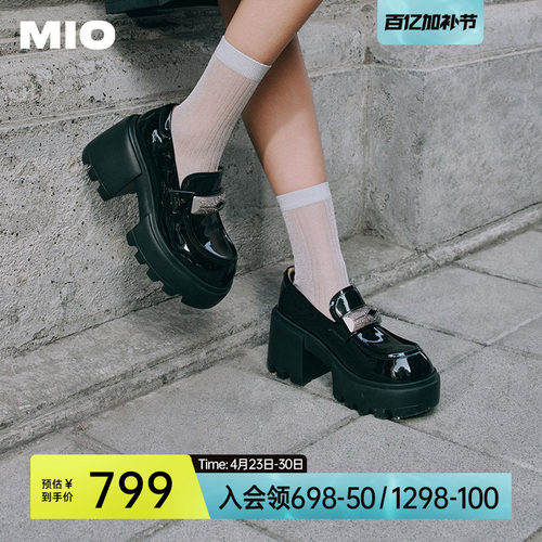 米奥乐福鞋MIO钻饰扣单鞋