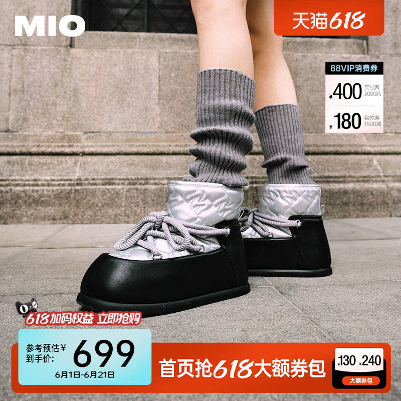 孟佳同款MIO米奥雪地靴冬保暖毛毛圆头加厚松糕设计师厚底短靴女