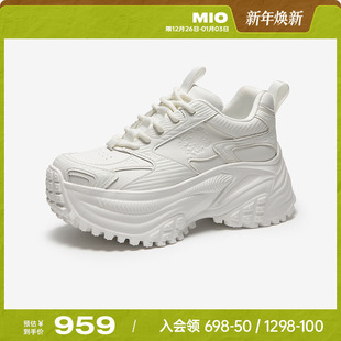 2025秋季 休闲增高6cm女鞋 新款 时尚 圆头运动鞋 MIO米奥厚底小白鞋