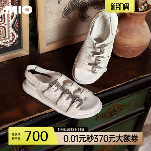 系扣凉拖 平底一字带罗马露趾外穿沙滩鞋 MIO米奥勃肯凉鞋 女夏季