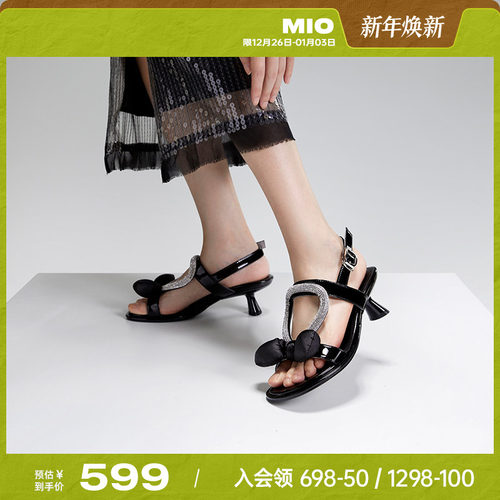 夏季异形跟后空凉鞋MIO蝴蝶结