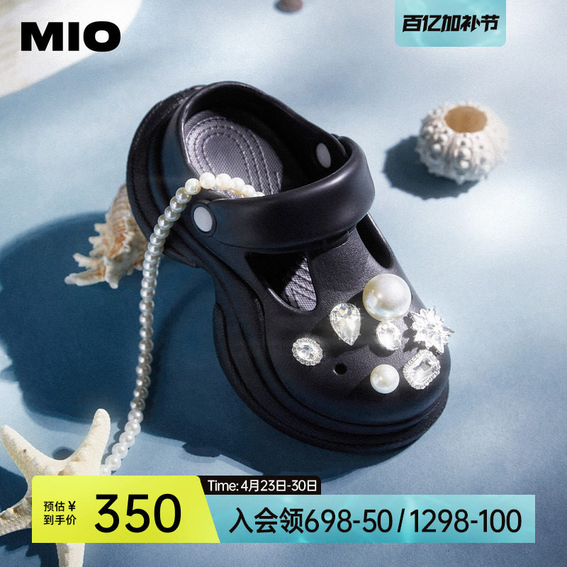 MIO米奥洞洞鞋女夏款户外凉拖鞋厚底增高凉鞋沙滩鞋休闲拖大头拖