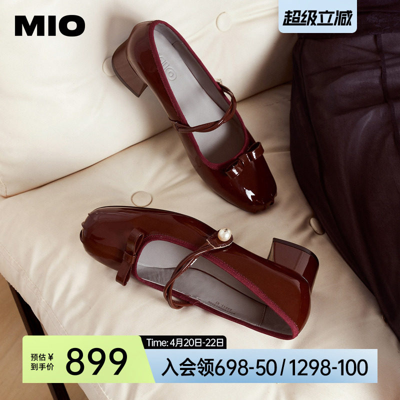 王楚然同款MIO米奥玛丽珍高跟单鞋2026春季新款圆头粗跟珍珠女鞋