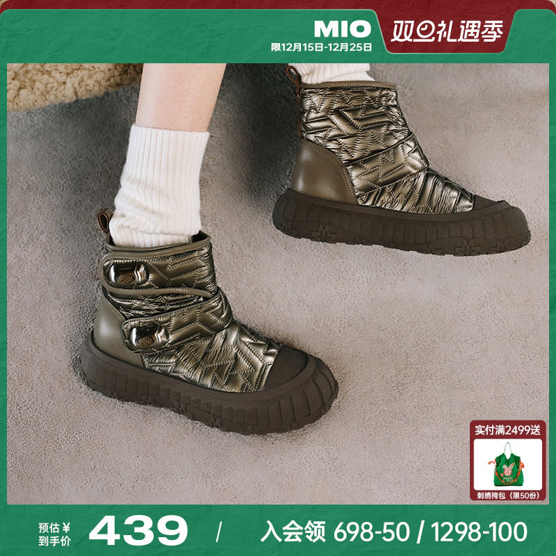 MIO米奥冬季短筒靴圆头厚底雪地靴酷趣有型短靴百搭增高靴子女
