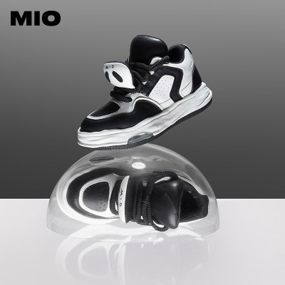 MIO米奥中跟玩趣熊猫溶解鞋时髦撞色个性运动休闲厚底板鞋女鞋