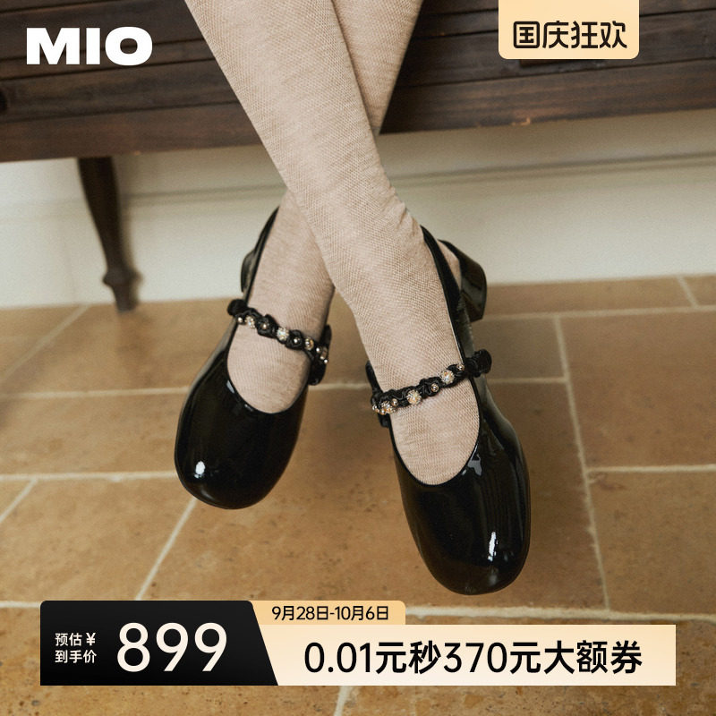 MIO米奥时装凉鞋女2026夏季新款蝴蝶结水钻圆头后空中跟玛丽珍图片