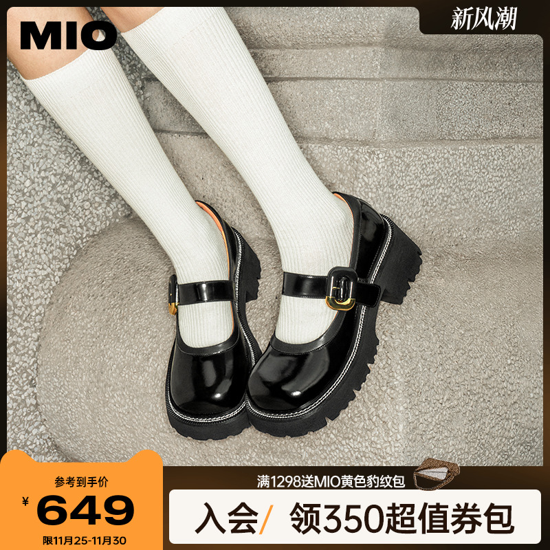 米奥MIO字带玛丽珍女鞋