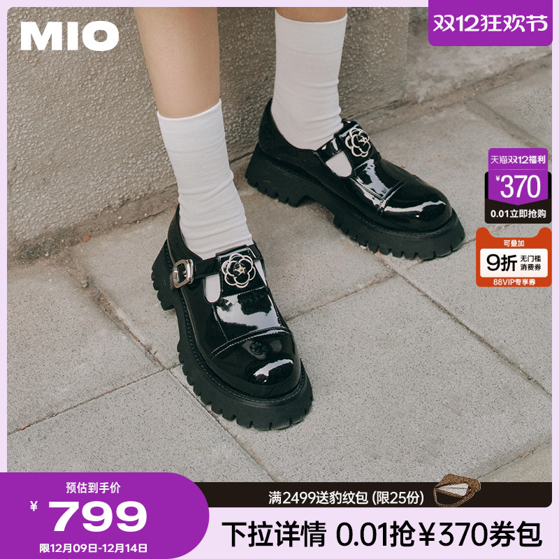 MIO米奥2025年春季中跟单鞋复古山茶花显高厚底时髦玛丽珍鞋女鞋