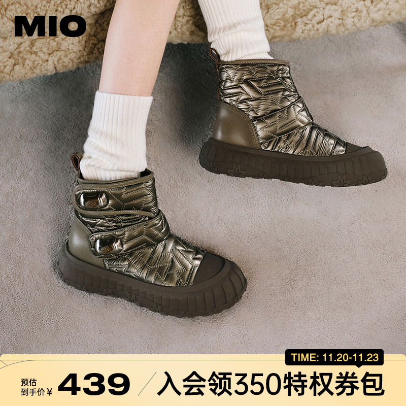 MIO米奥冬季短筒靴圆头厚底雪地靴酷趣有型短靴百搭增高靴子女
