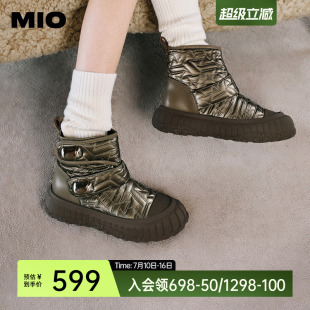 MIO米奥冬季短筒靴圆头厚底雪地靴酷趣有型短靴百搭增高靴子女