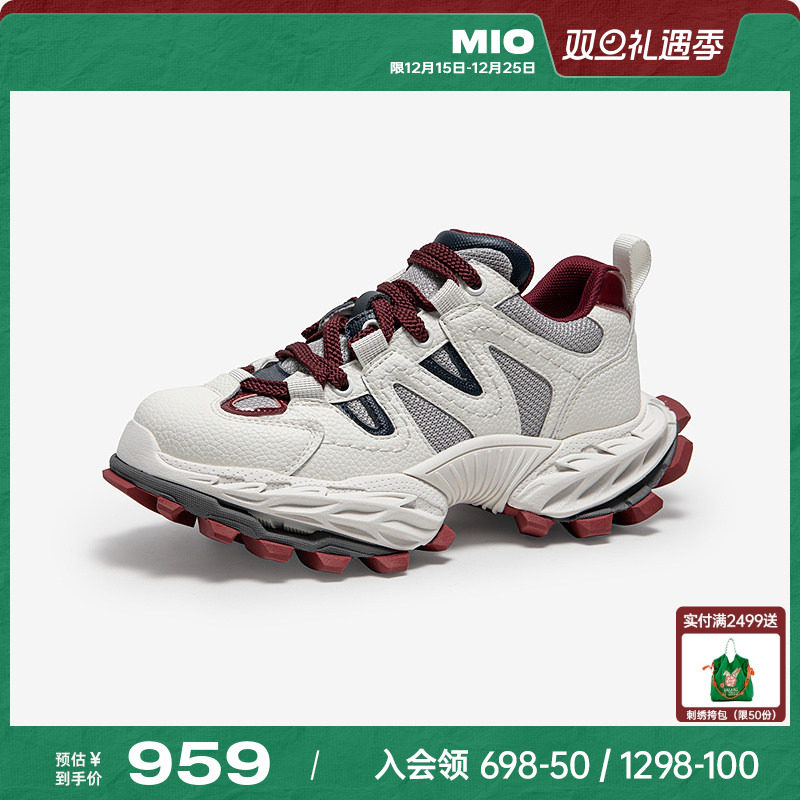 MIO米奥2025春季新款复古圆头厚底老爹鞋街头风轻便休闲女单鞋