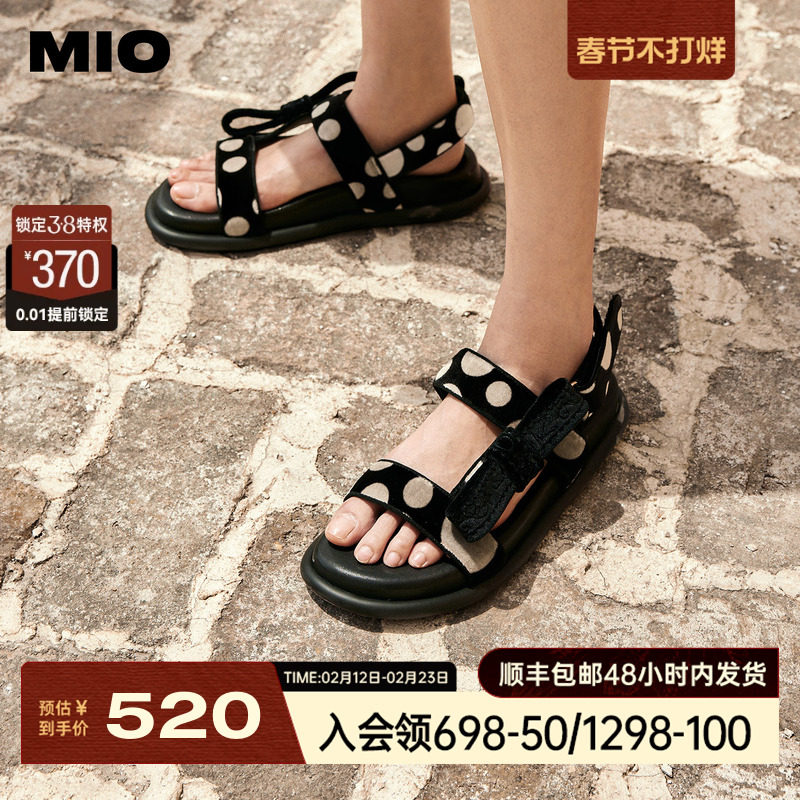 MIO凉鞋夏季轻便复古波点魔术贴度假风休闲舒适沙滩鞋拖鞋女鞋