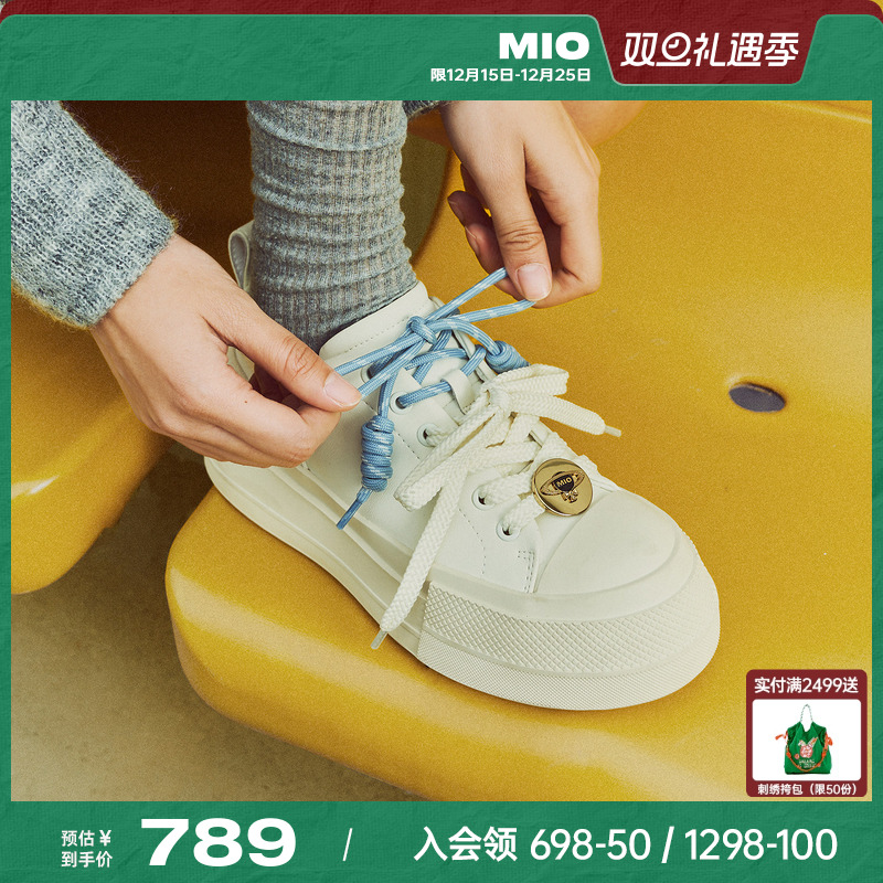 宋雨琦同款MIO米奥加绒保暖板鞋运动增高厚底5cm小白鞋休闲女鞋