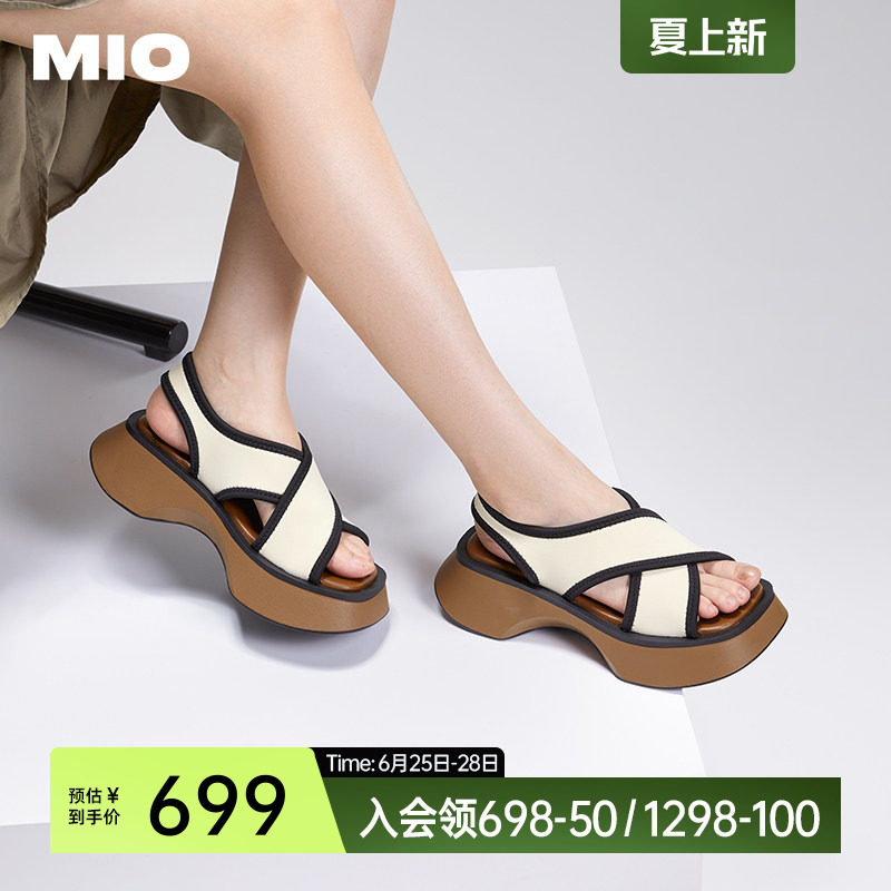 [蒋依依同款]MIO米奥夏鱼嘴鞋松糕厚底沙发凉鞋时尚休闲沙滩鞋女