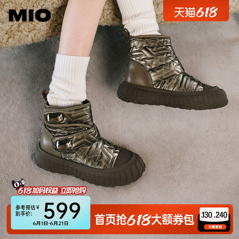 MIO米奥冬季短筒靴圆头厚底雪地靴酷趣有型短靴百搭增高靴子女