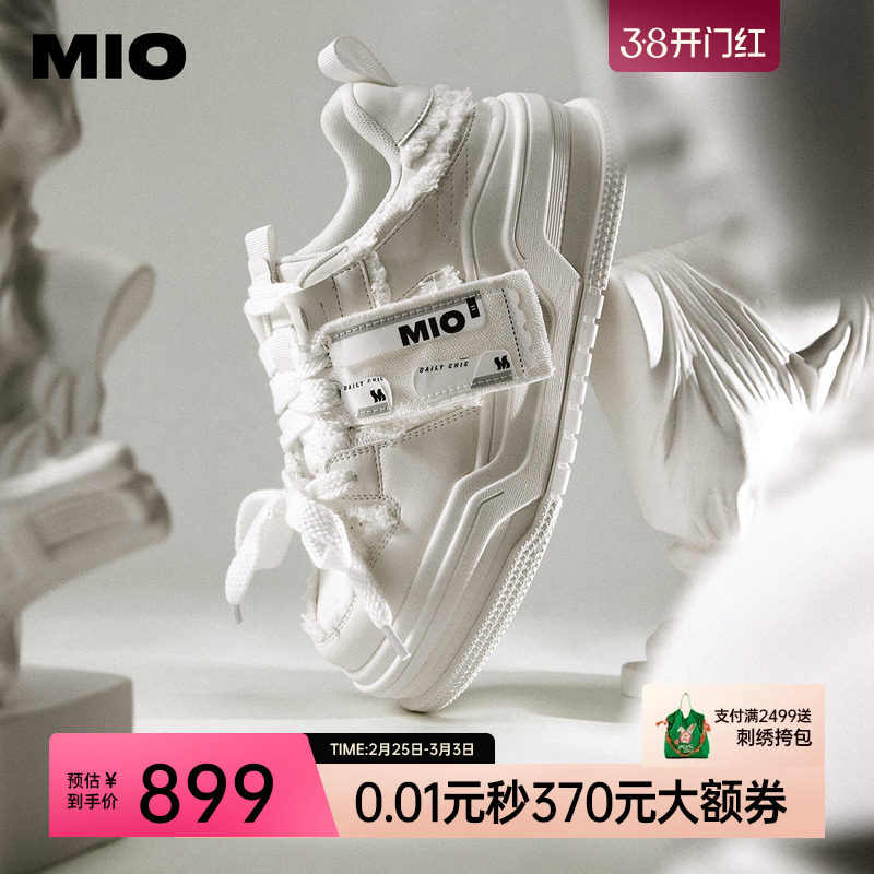 MIO米奥女鞋标签运动鞋圆头厚底溶解鞋增高潮流情侣休闲板鞋男款