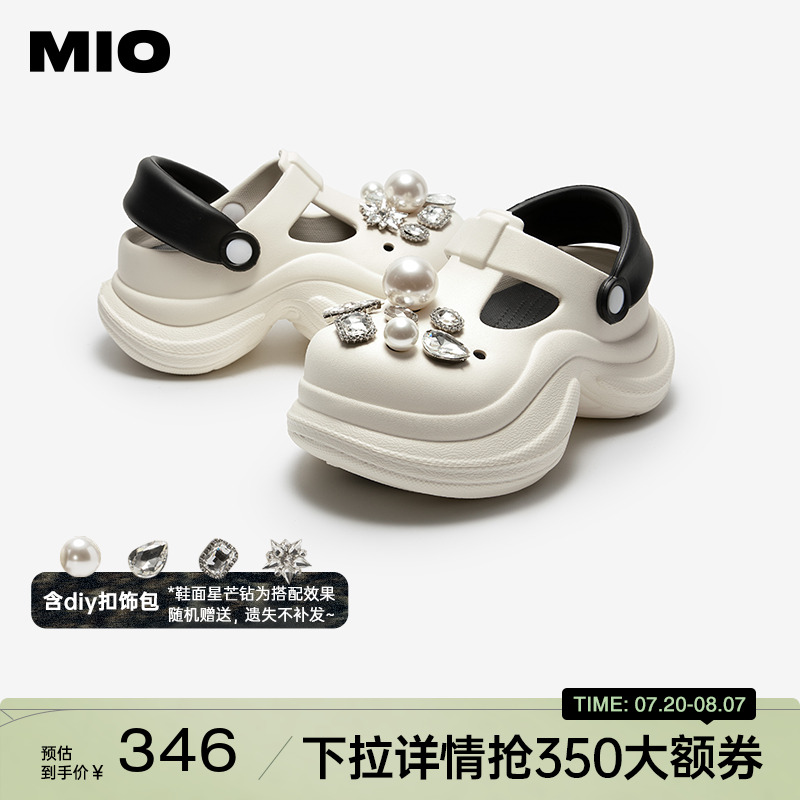MIO米奥洞洞鞋女鞋2025夏季新款户外凉拖鞋厚底增高凉鞋沙滩鞋