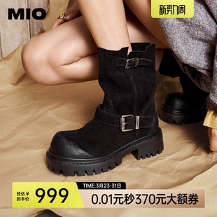 孟子义张子枫马思纯同款 MIO米奥西部短马丁骑士靴秋冬5cm厚底女鞋