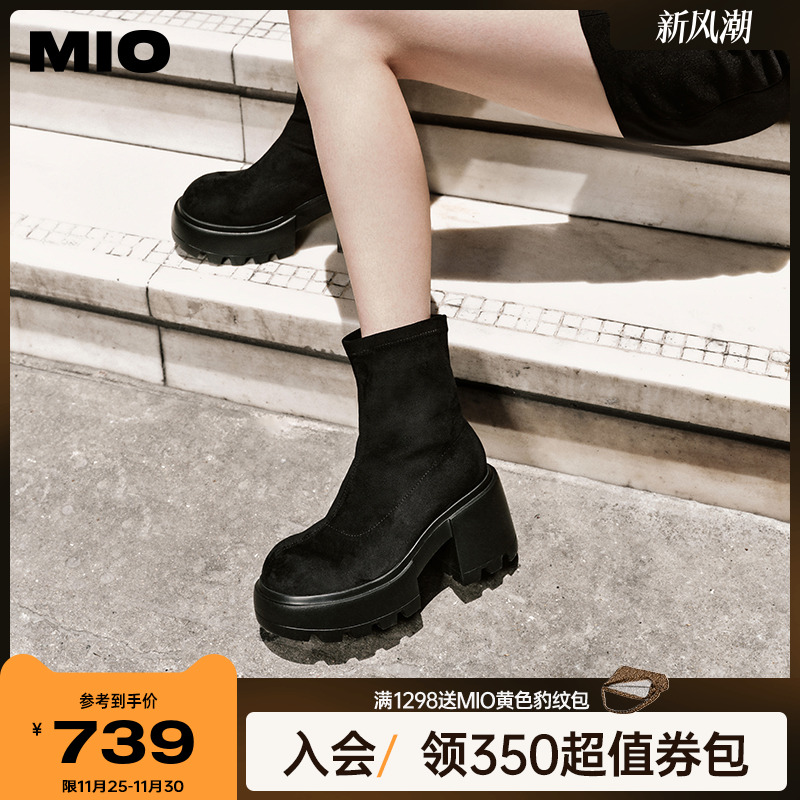 [张子枫同款] MIO米奥冬季靴子弹力靴高跟厚底袜靴瘦瘦靴女靴短靴