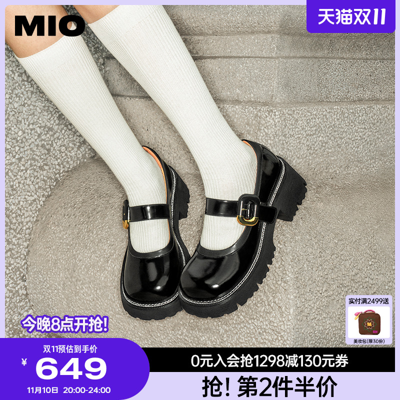 米奥MIO字带玛丽珍女鞋