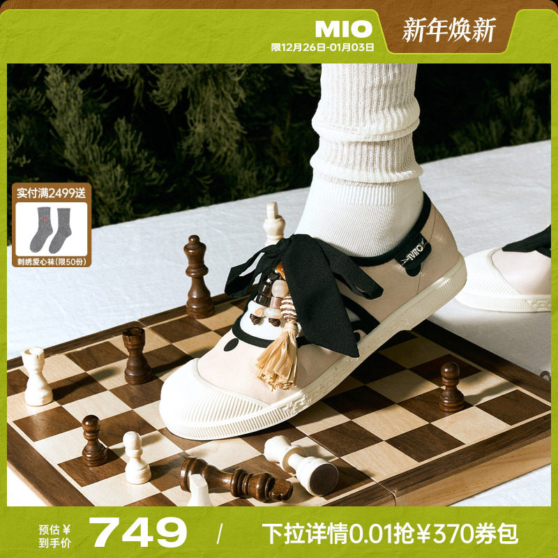 MIO米奥女鞋芭蕾运动玛丽珍2026春季新款波嬉风波点丝带饼干板鞋