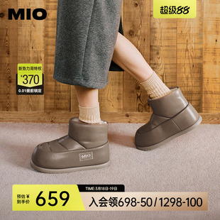 MIO米奥冬雪地靴厚底加绒加厚可爱圆头短靴时尚毛绒保暖靴子女鞋