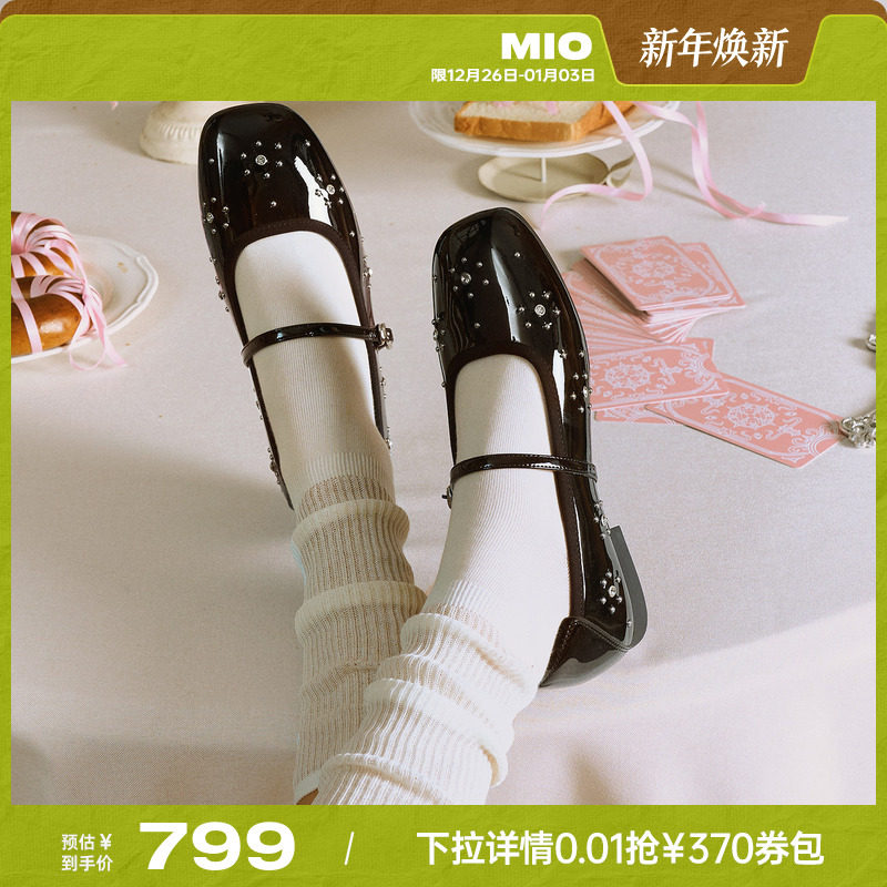 MIO米奥玛丽珍2026春季新款圆头低跟闪钻甜美芭蕾舞鞋百搭女鞋