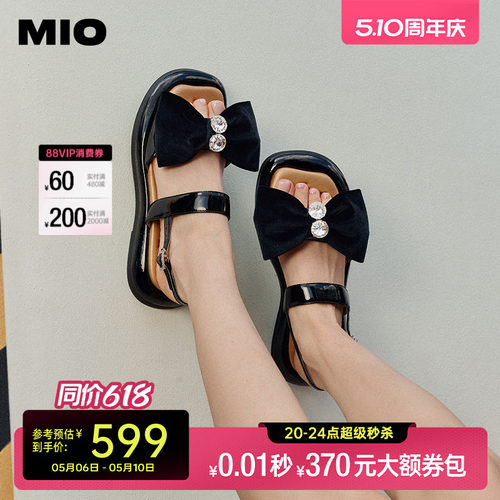 米奥MIO拼色低跟休闲凉鞋