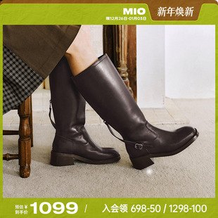 MIO米奥冬季 增高厚底瘦瘦靴质感高级长筒靴百搭靴子女真皮长靴