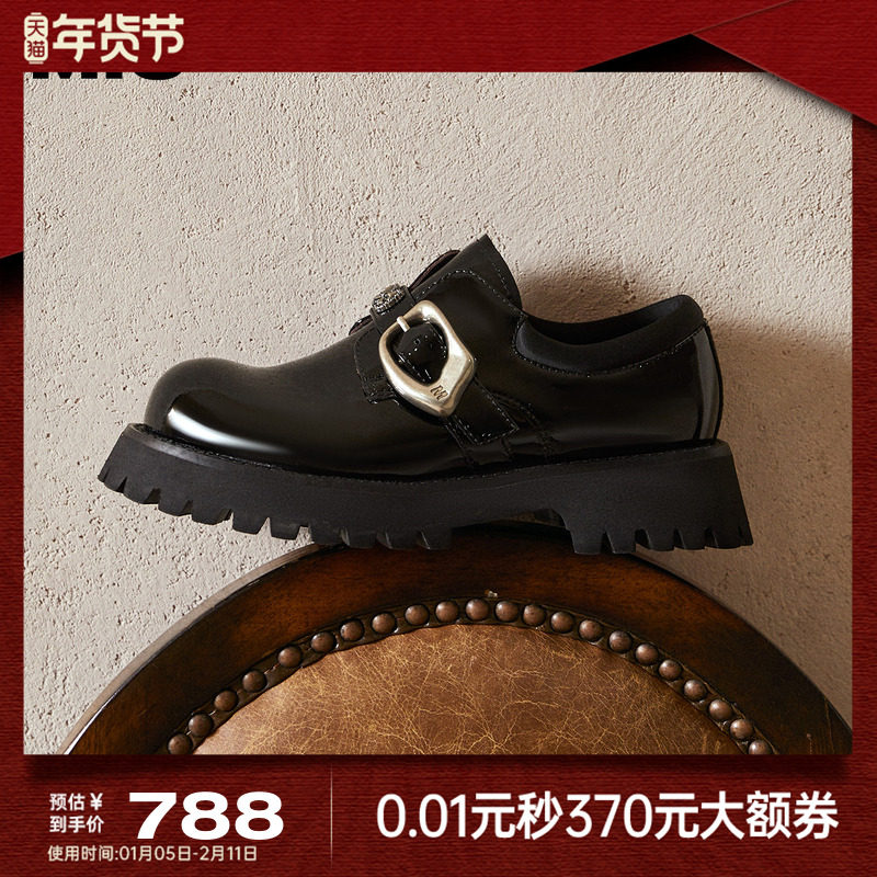 MIO米奥乐福鞋2025秋季款金属饰扣学院风厚底增高通勤百搭单鞋,女鞋,乐福鞋（豆豆鞋）,淘宝优惠券,粉丝福利购,淘宝优惠卷