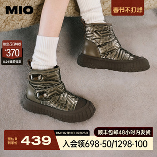 MIO米奥冬季短筒靴圆头厚底雪地靴酷趣有型短靴百搭增高靴子女