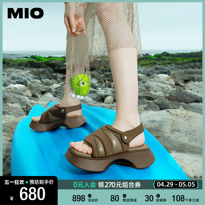 MIO米奥夏鱼嘴鞋松糕厚底运动沙发凉鞋酷感个性时尚休闲沙滩鞋女