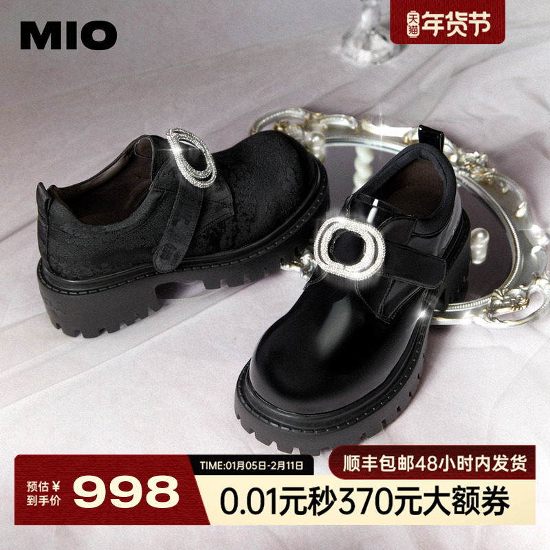 MIO米奥大头乐福鞋中国风2025秋季新款魔术贴增高厚底5cm单