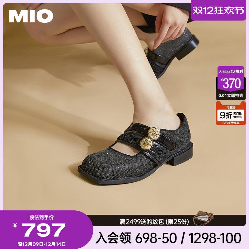 MIO春季复古低跟浅口玛丽珍女鞋