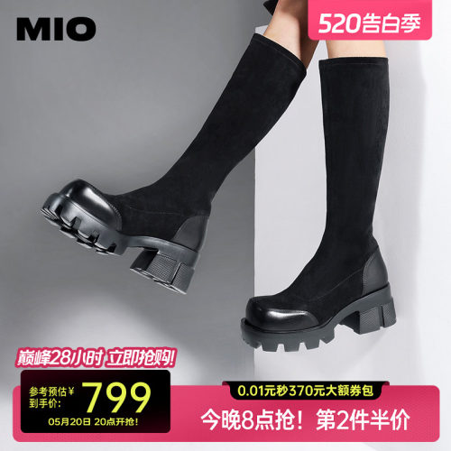 米奥圆头长靴MIO厚底休闲袜靴