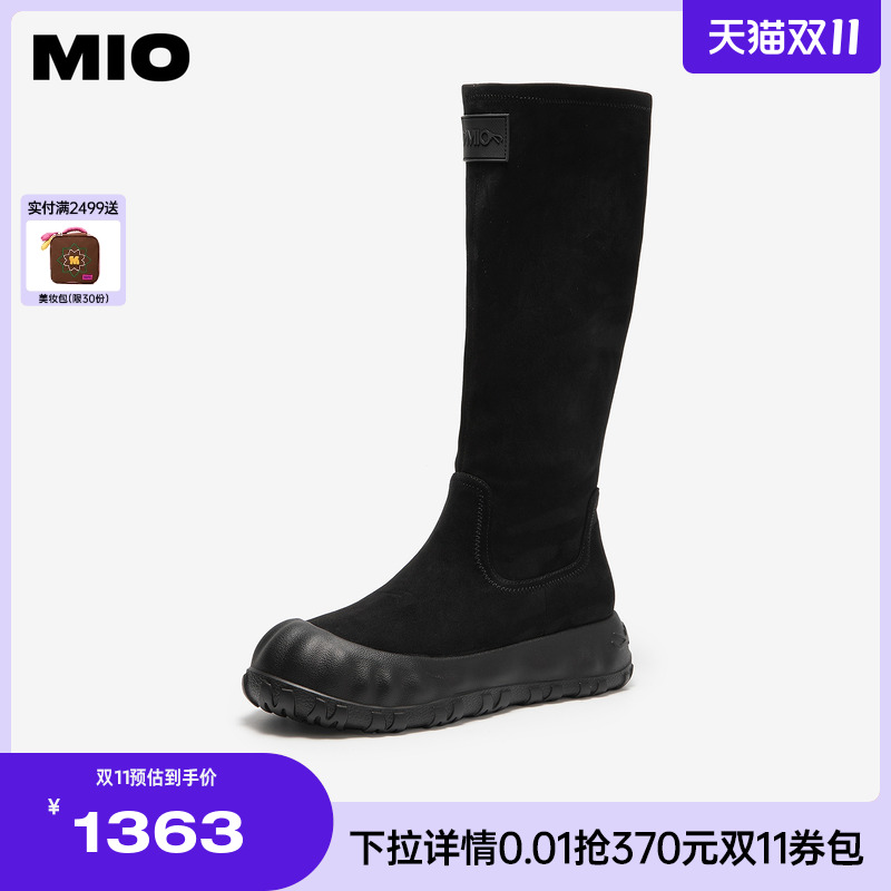 MIO米奥弹力靴高跟圆头增高百搭