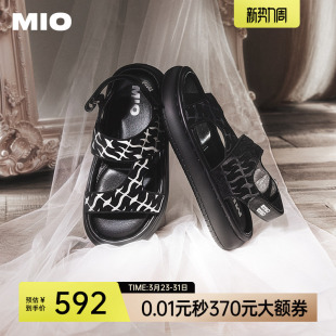 度假风外穿一脚蹬拖鞋 M字平底厚底沙滩鞋 女夏款 MIO米奥勃肯凉鞋