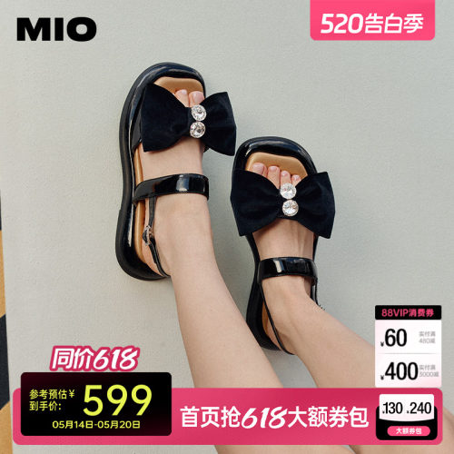 米奥MIO拼色低跟休闲凉鞋
