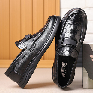 特大码男鞋45秋季真皮宽楦豆豆鞋46休闲一脚蹬皮鞋47加宽懒人鞋48